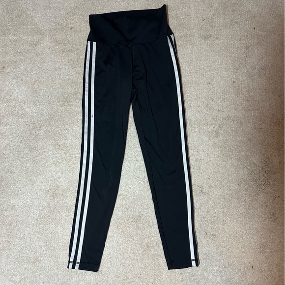 Adidas Black High-Waisted 3 Stripe Women’s Leggings Size Small *flaw - Picture 5 of 16